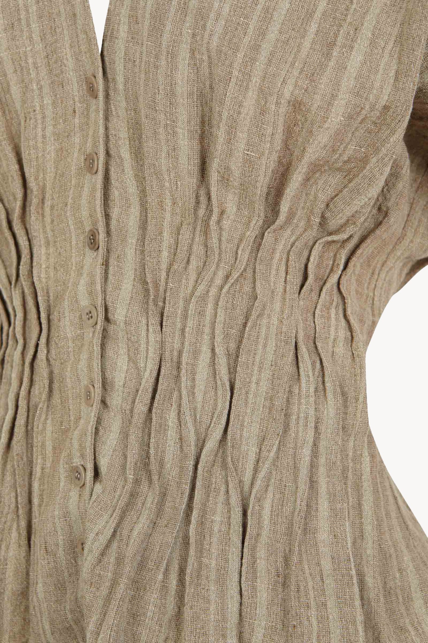 Camila, greysh green striped linen shirt