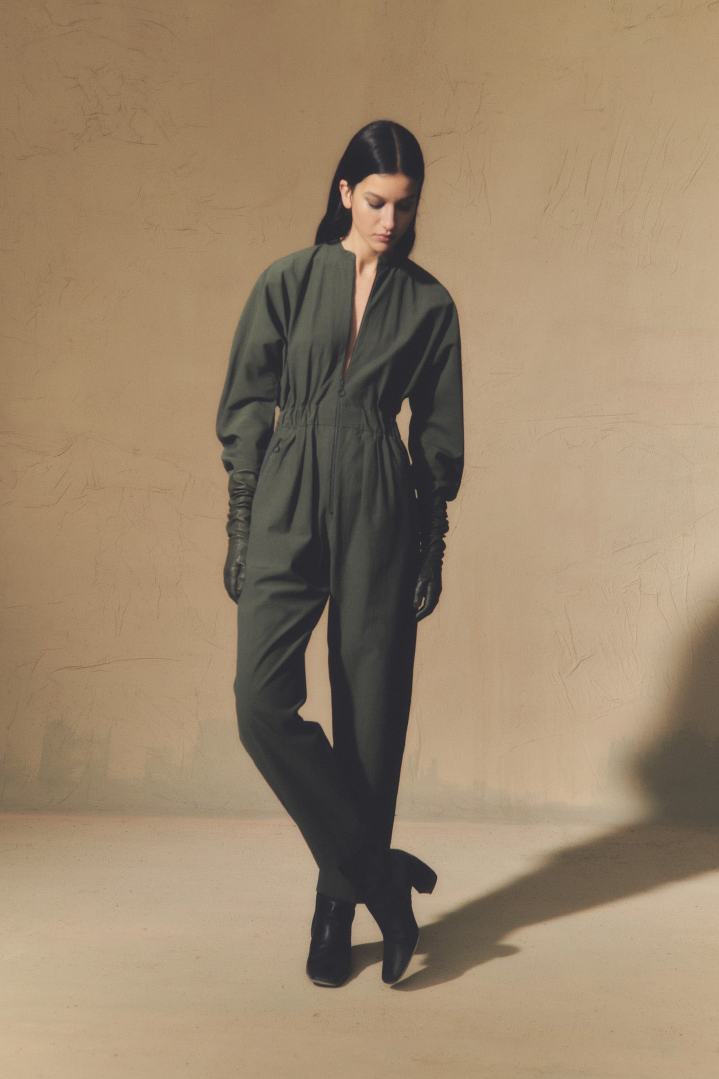 Camille, green jumpsuit