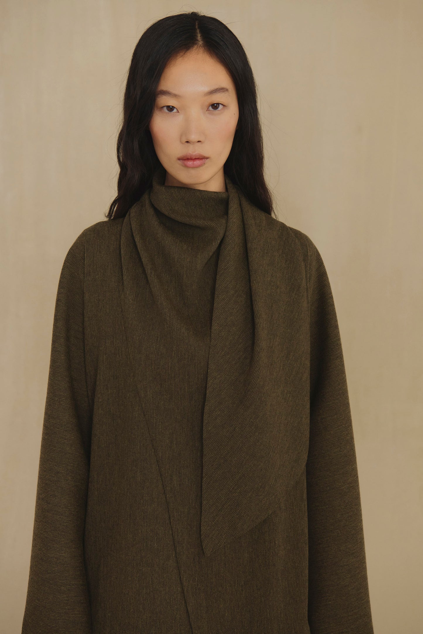 Camino, green melange virgin wool wrap jacket