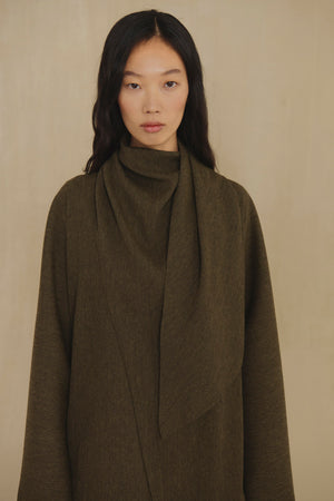 Camino, green melange virgin wool wrap jacket