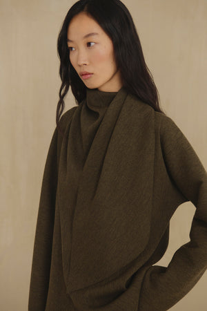 Camino, green melange virgin wool wrap jacket