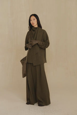 Camino, green melange virgin wool wrap jacket
