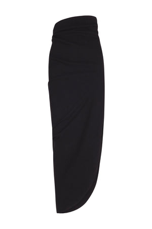 Candela, black stretch linen skirt