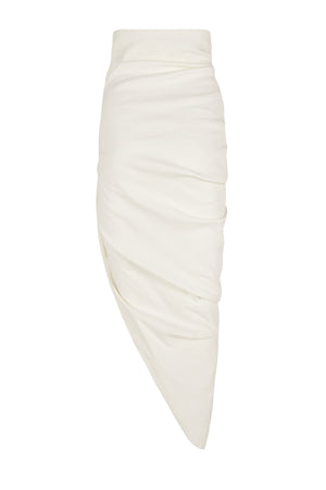 Candela, white stretch linen skirt