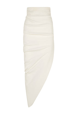 Candela, white stretch linen skirt