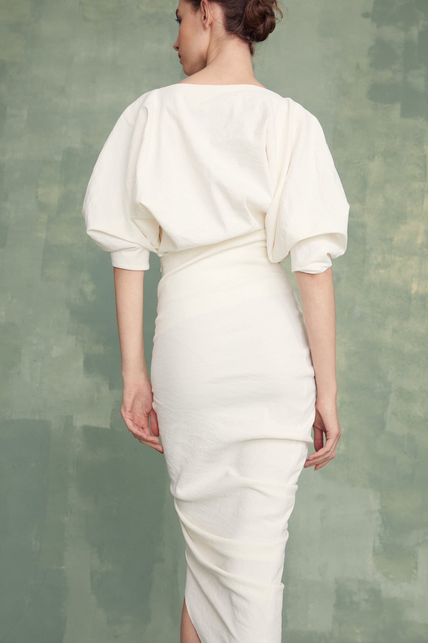 Candela, white stretch linen skirt