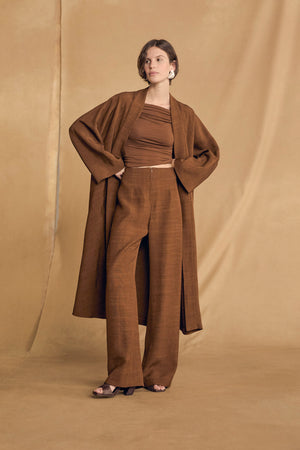 Saga, long cinnamon jacket