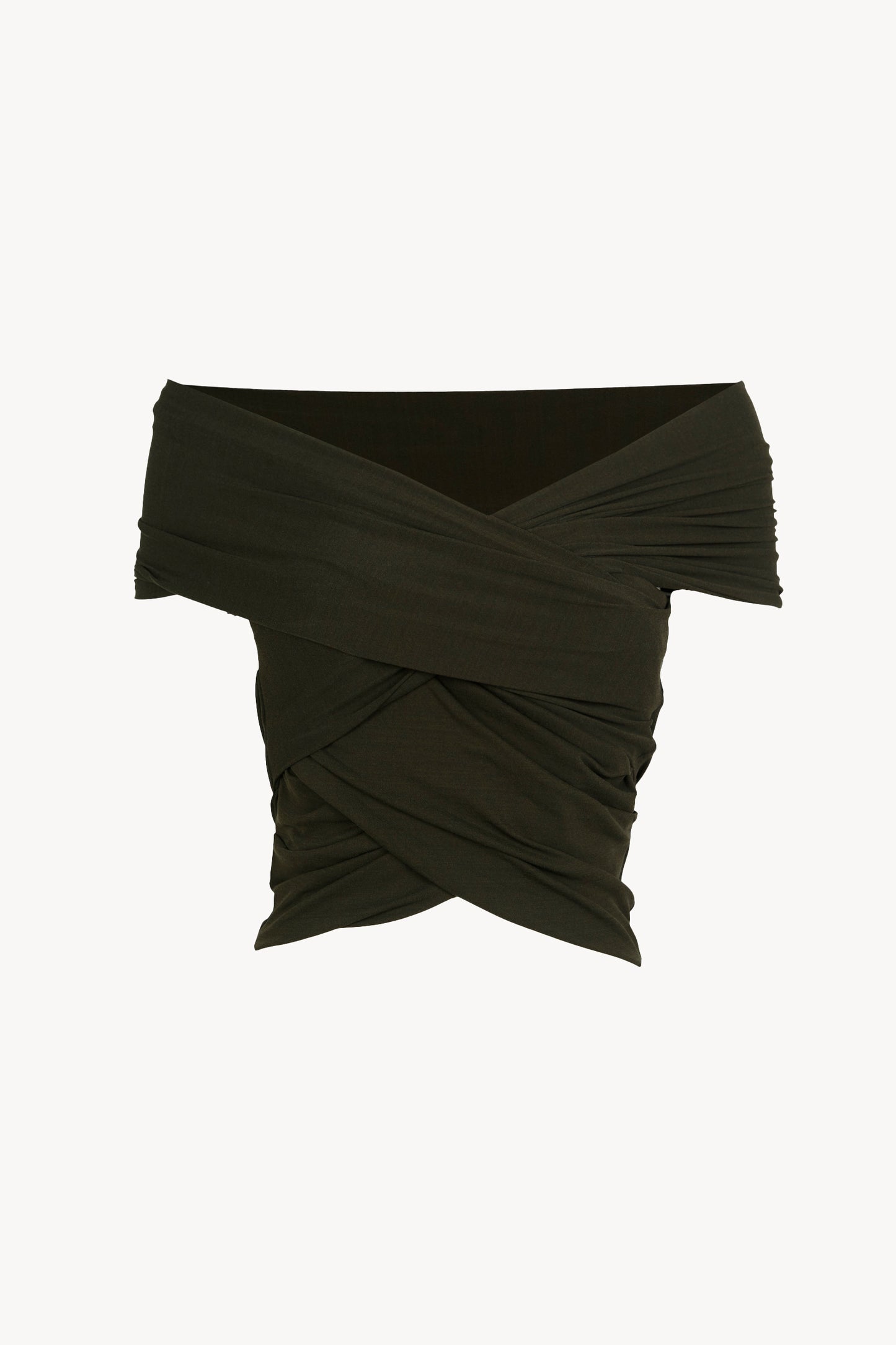 Canela, crop top cruzado verde oscuro