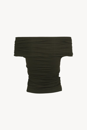 Canela, crop top cruzado verde oscuro