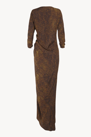 Carey, long animal print silk dress