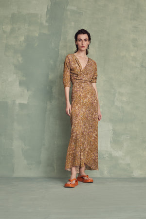 Carla, flora print silk dress