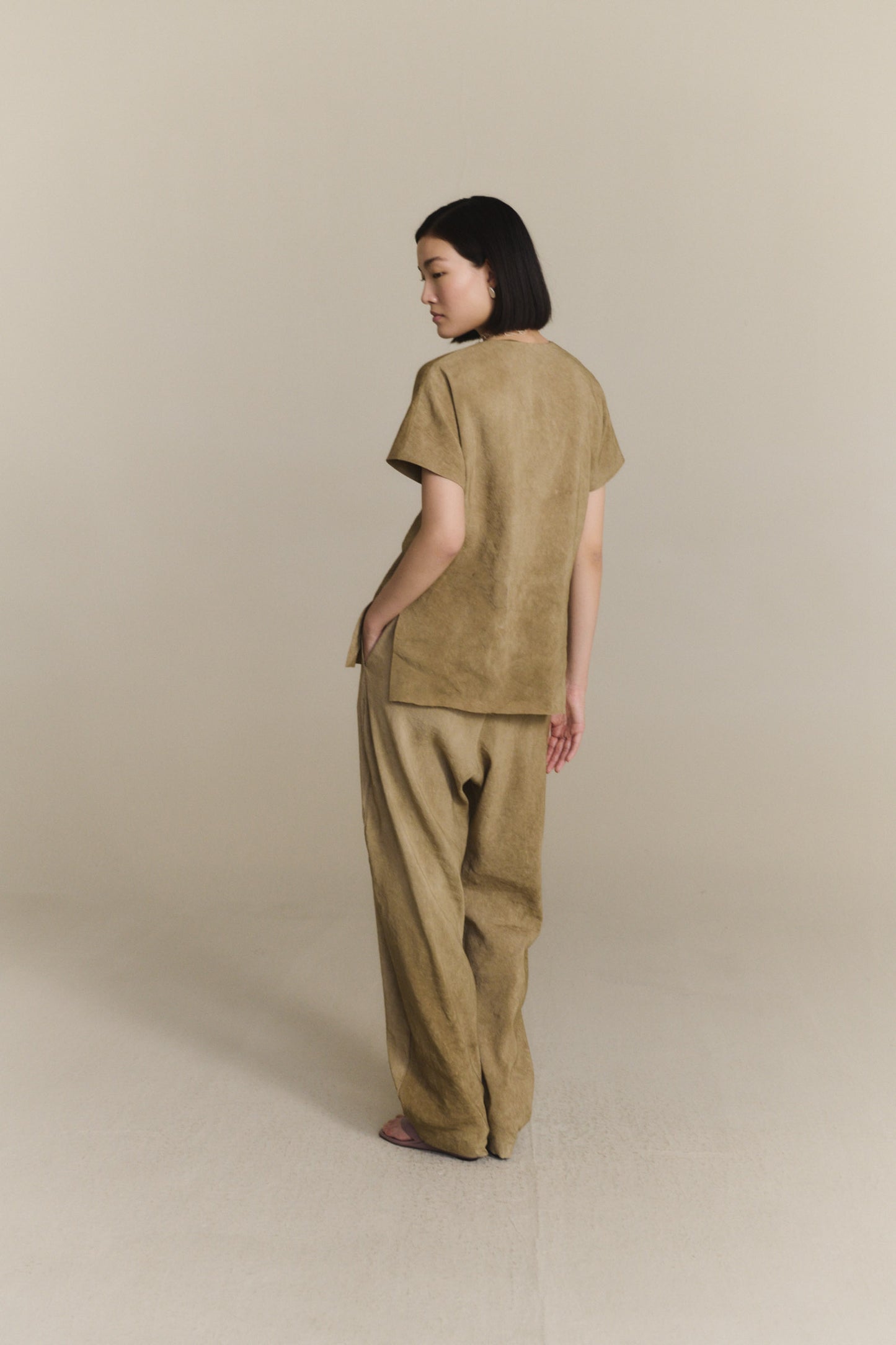 Cassian, top de lino marron claro maltinto