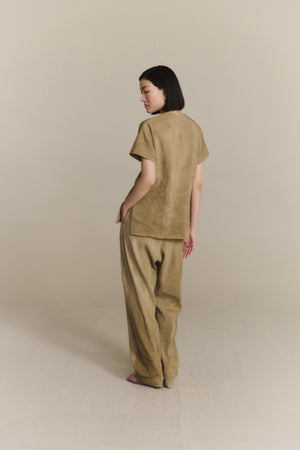 Cassian, top de lino marron claro maltinto