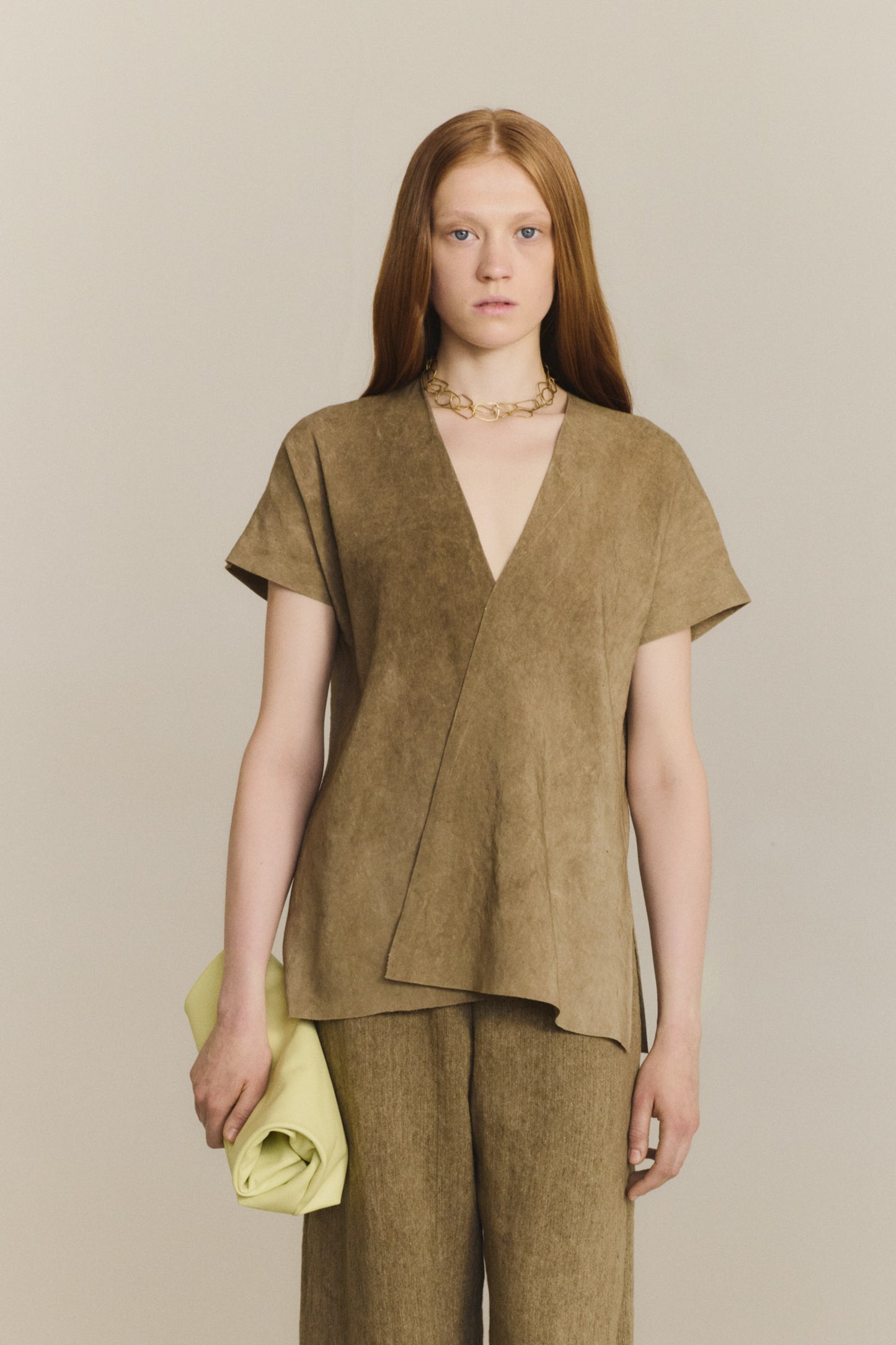 Cassian, top de lino marron claro maltinto