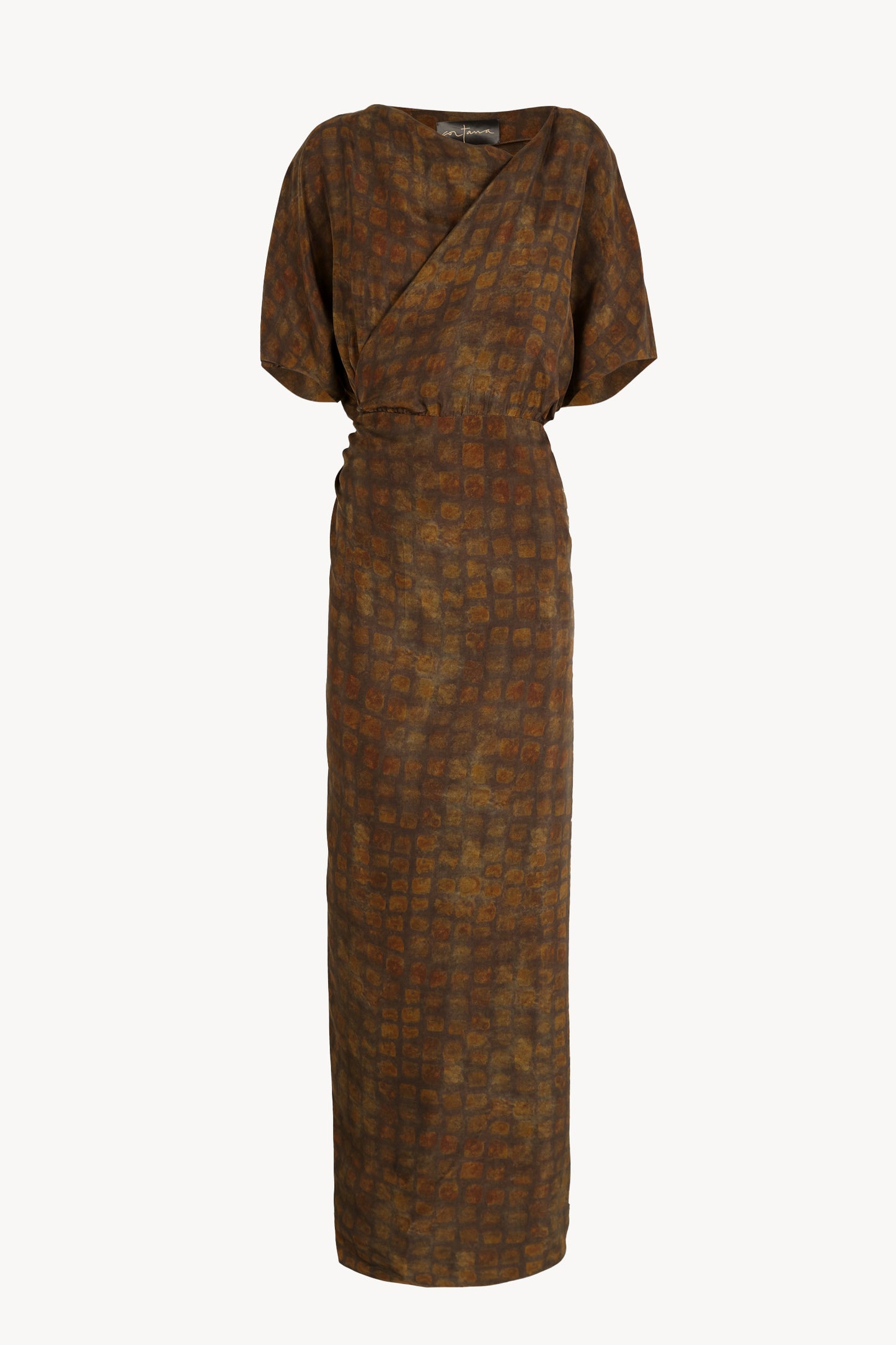 Cassiopea, jord print wrap dress