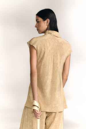 Cassiopea, top cruzado de seda flora print