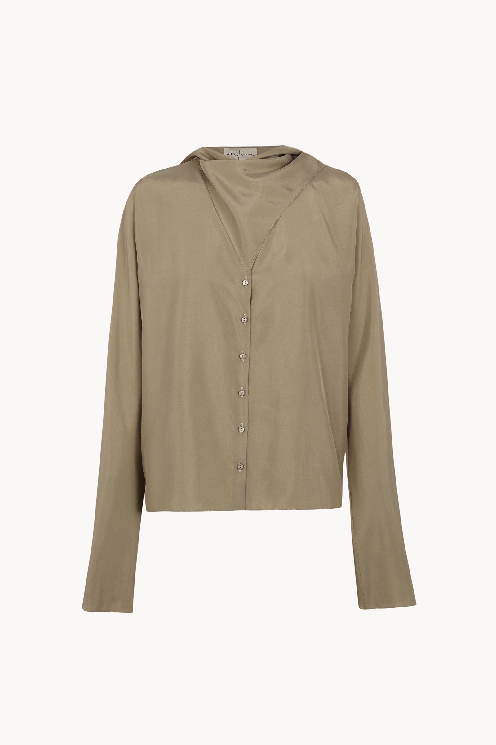 Causa, green silk poplin shirt
