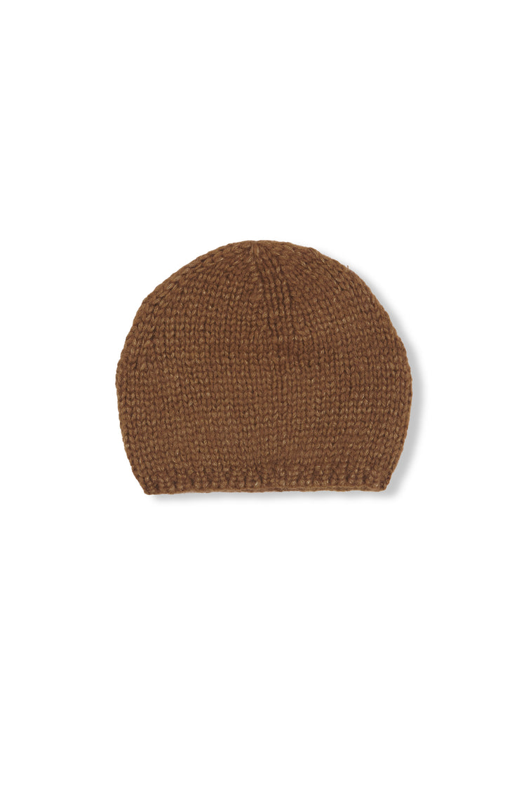 Circ, gorro de punto baby alpaca y seda tabaco