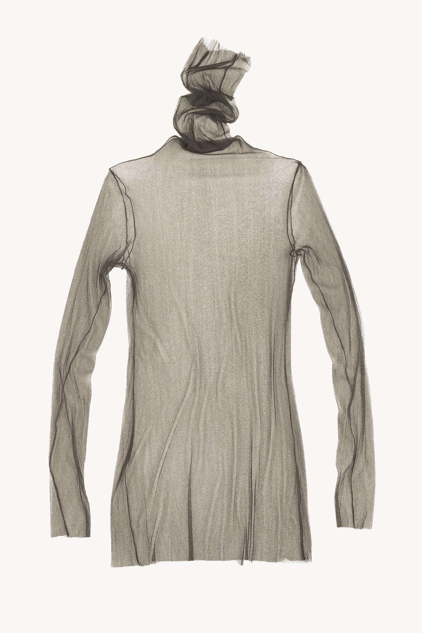 cisne, high neck silk tulle top marron c2