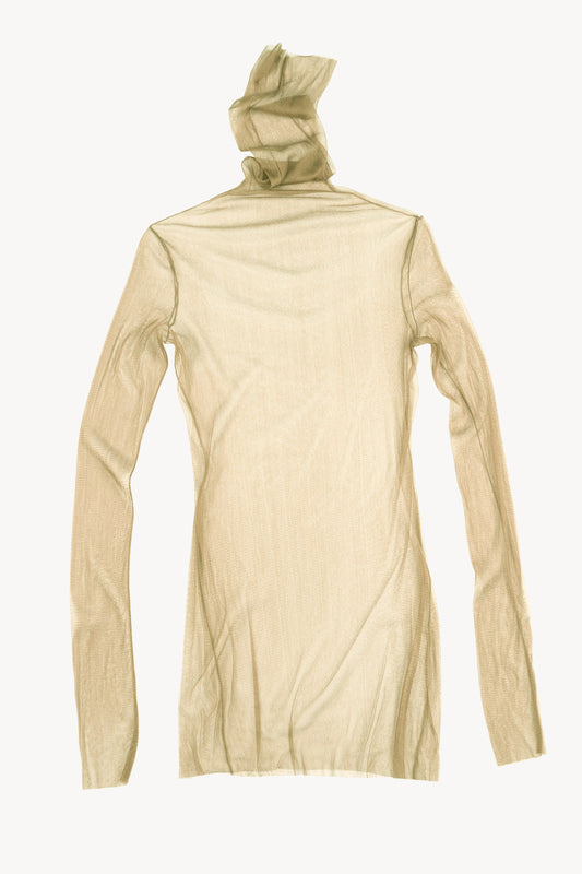 cisne, high neck silk tulle top pussiere