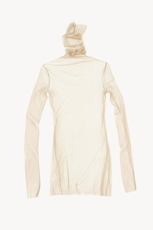 cisne, high neck silk tulle top beige 17