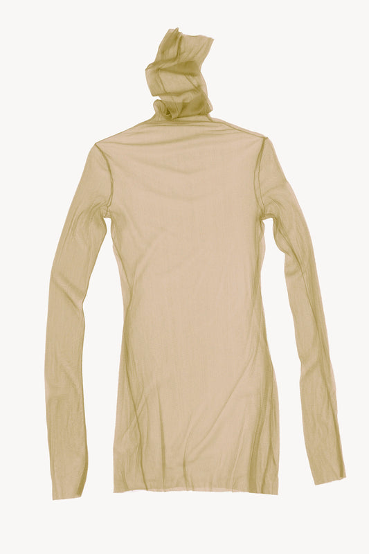 cisne, high neck silk tulle top saffron