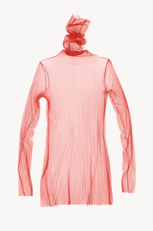 cisne, high neck silk tulle top menhir