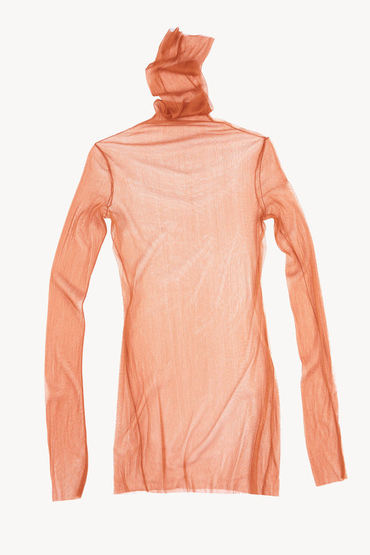 cisne, high neck silk tulle top rouille lan