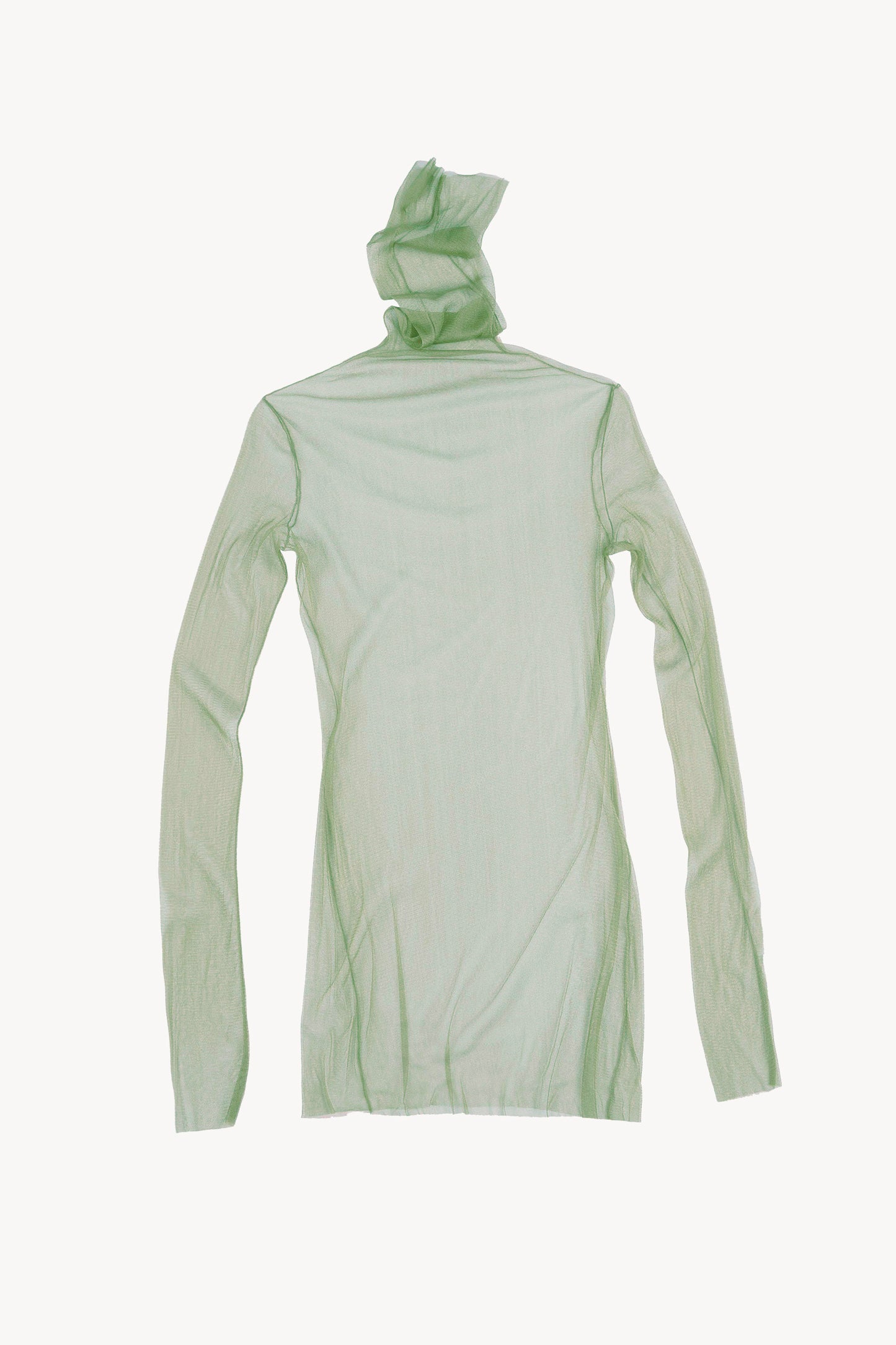 cisne, high neck silk tulle top dark green