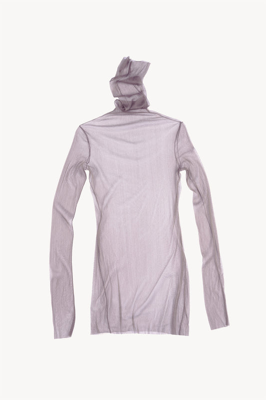 cisne, high neck silk tulle top mink