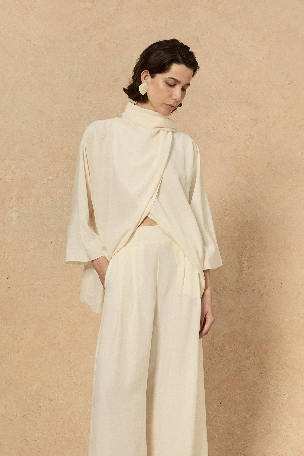 Claire, ivory silk pants