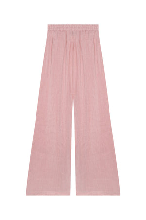 Cleo, red striped linen and silk pants