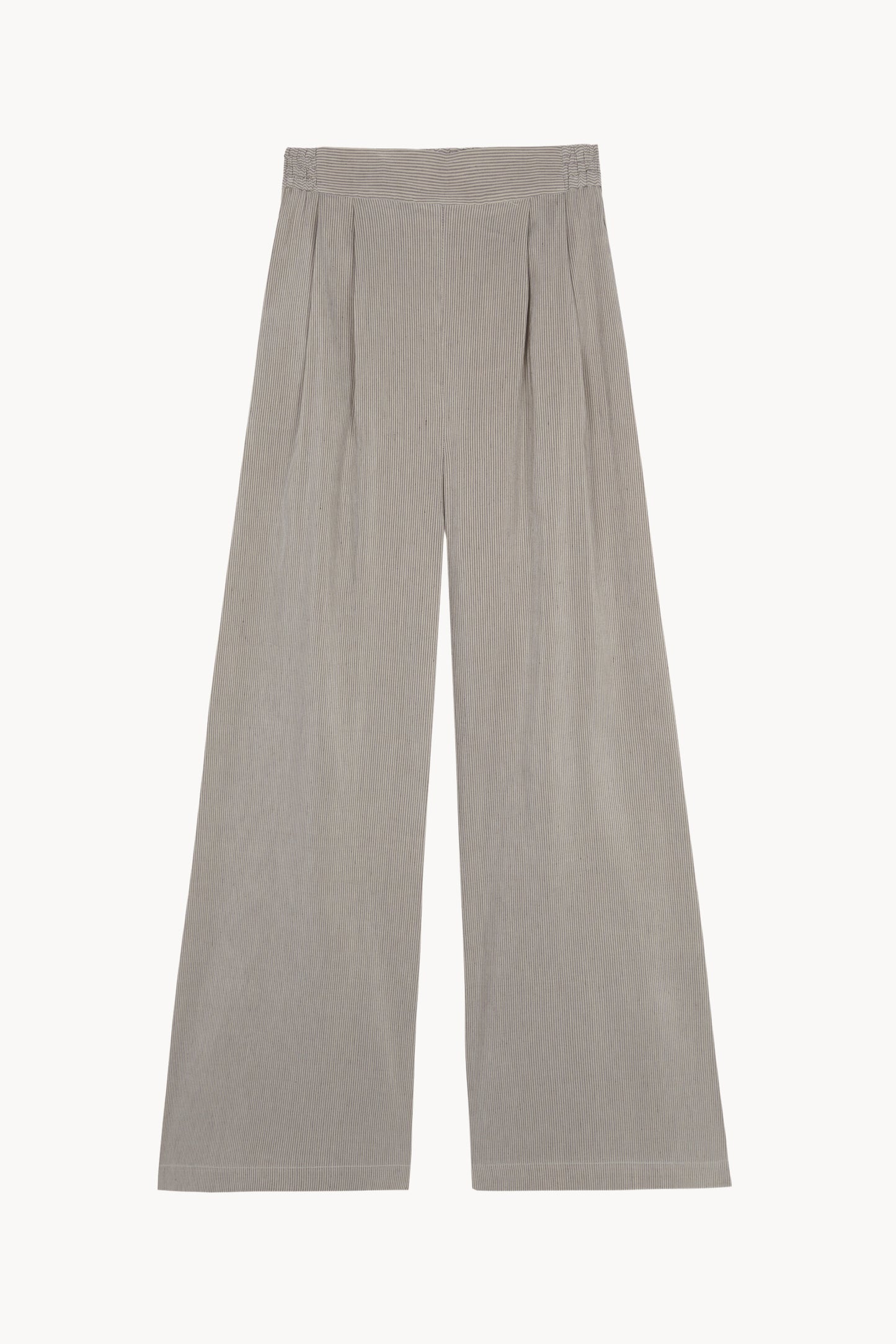 Cleo, pantalon en lino y seda a rayas verdes
