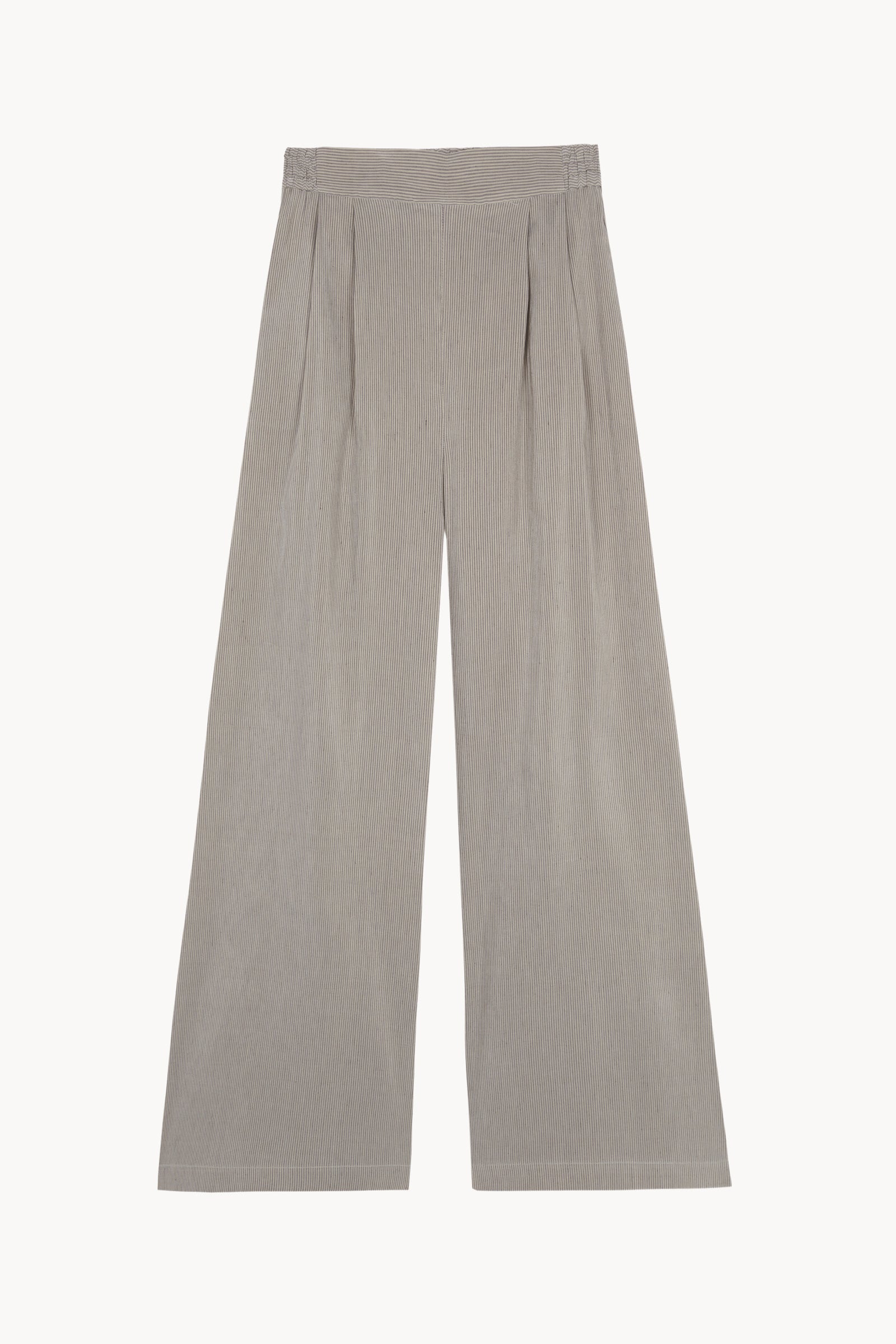Cleo, pantalon en lino y seda a rayas verdes