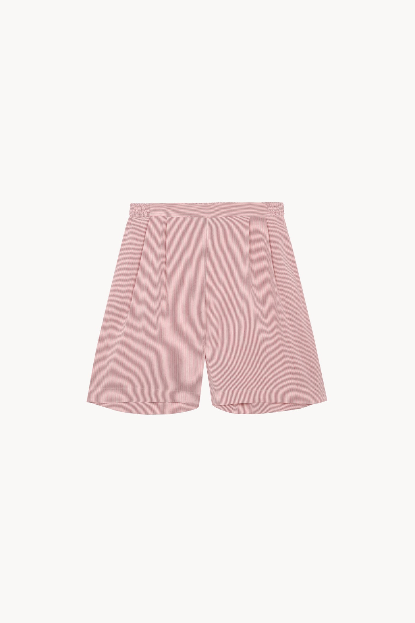 Cleo, pantalon corto en lino y seda a rayas rojas