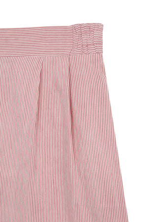 Cleo, red striped linen and silk shorts
