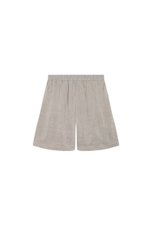 Cleo, green striped linen and silk shorts