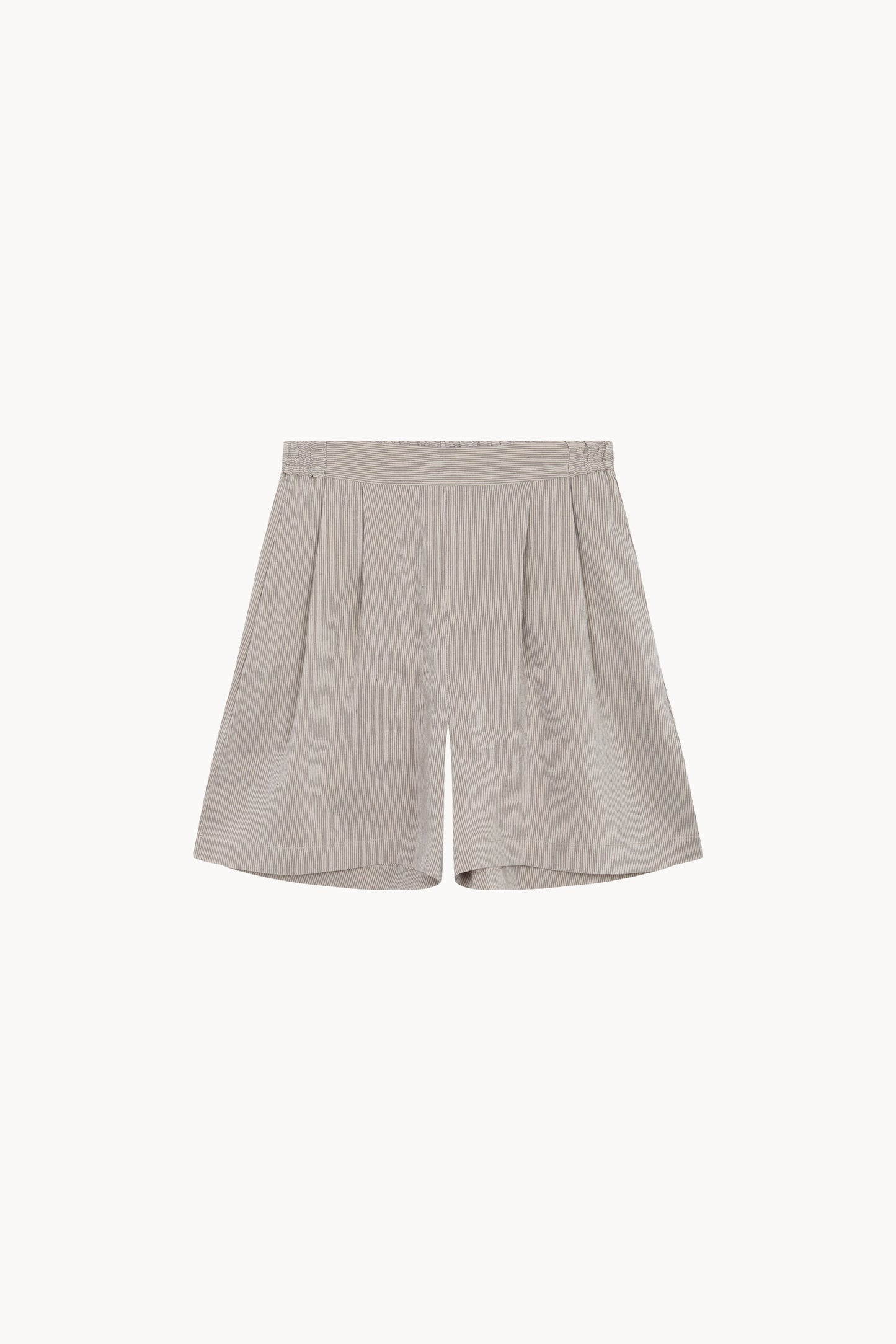 Cleo, pantalon corto en lino y seda a rayas verdes