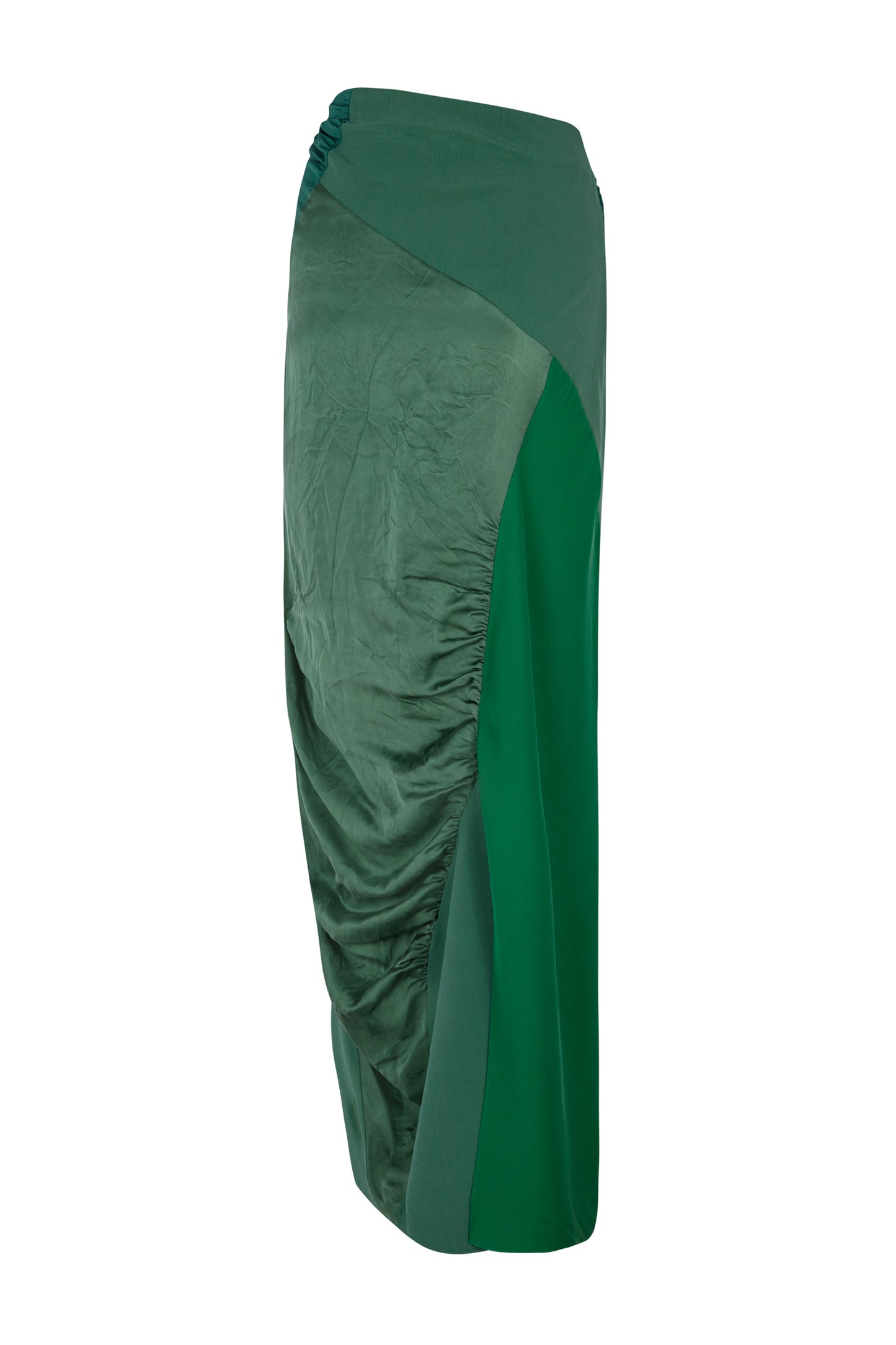 Collage, falda larga patchwork verde