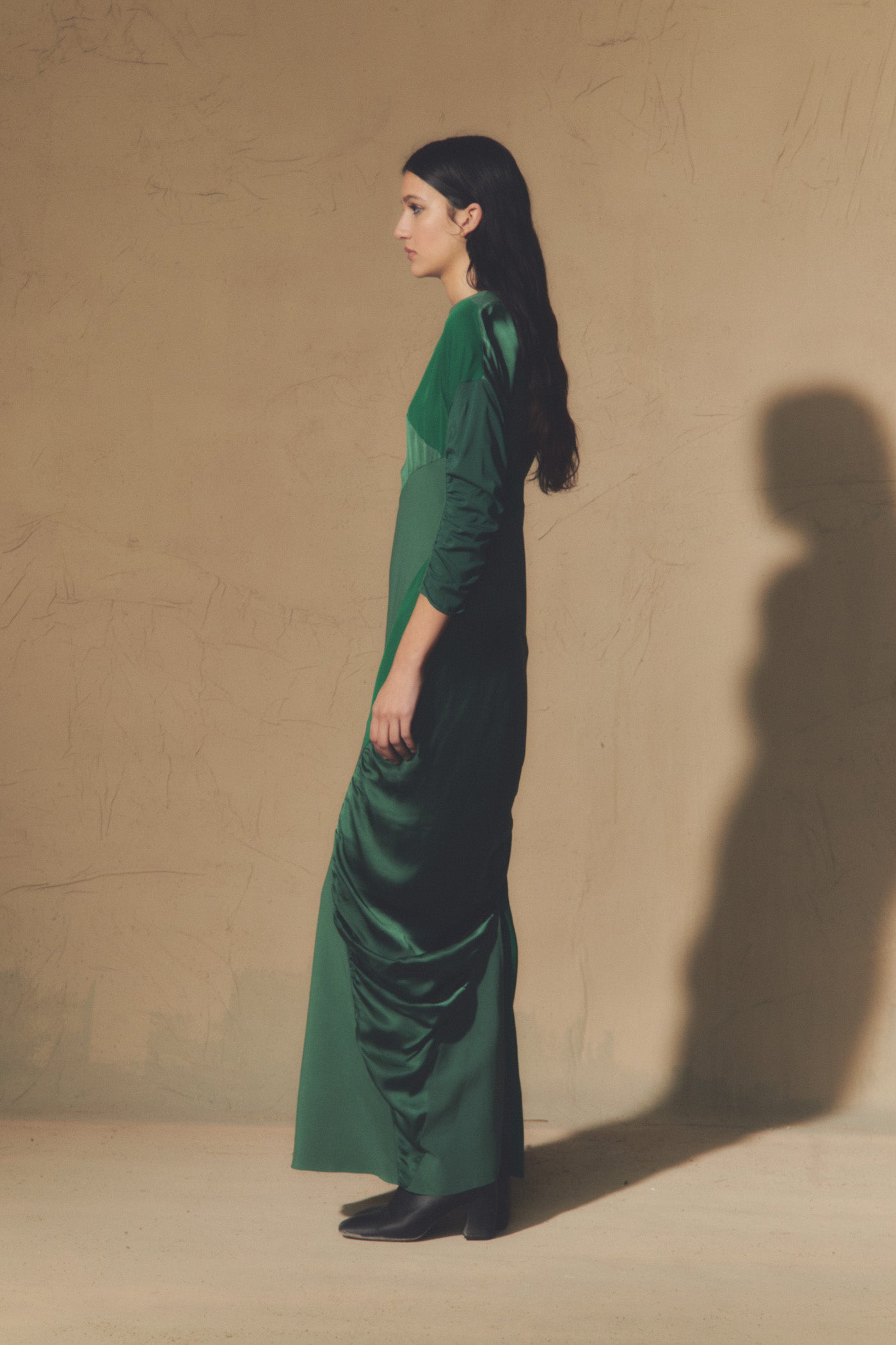 Cortana - Collage, long green patchwork dress Cortana - Collage, long green patchwork dress