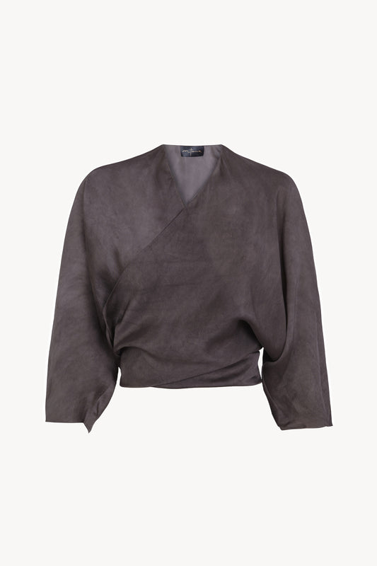 Constanza, chaqueta envolvente malva maltinto