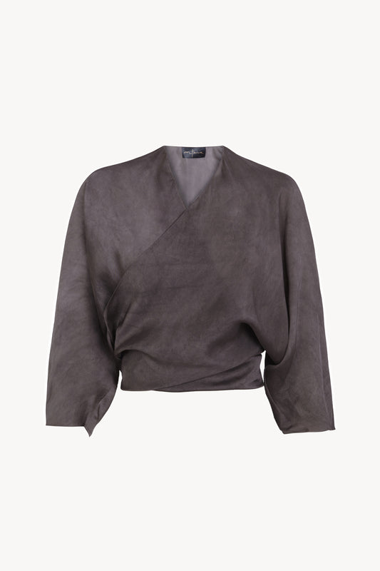 Constanza, chaqueta envolvente malva maltinto