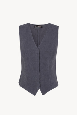 Costa, chaleco de lino azul empolvado