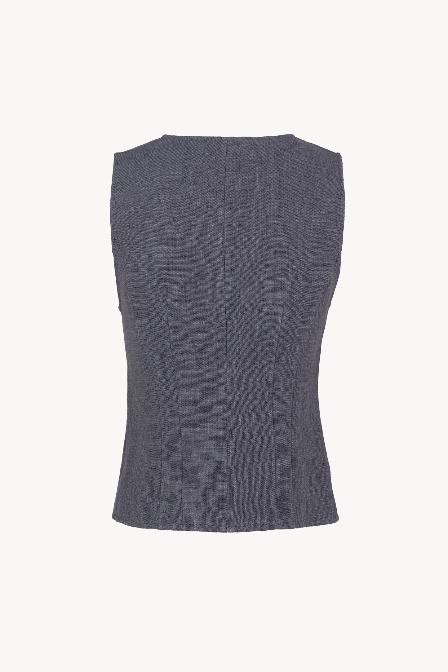 Costa, chaleco de lino azul empolvado