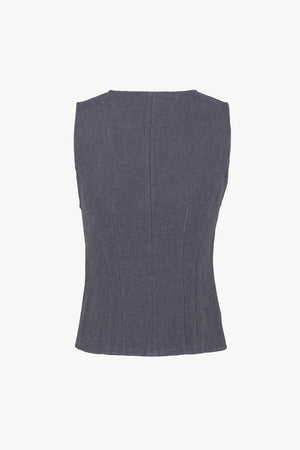 Costa, chaleco de lino azul empolvado