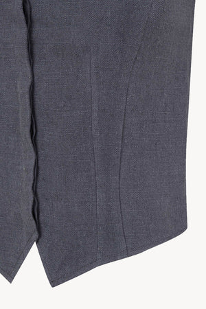 Costa, chaleco de lino azul empolvado