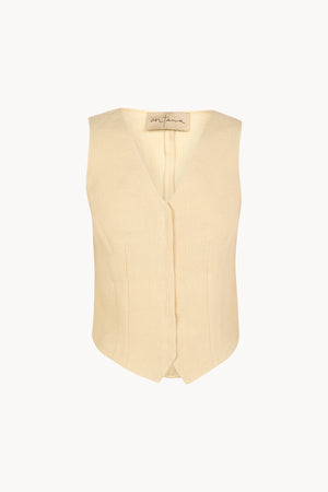 Costa, chaleco de lino beige mares