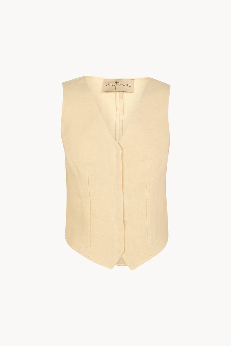 Costa, chaleco de lino beige mares