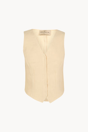 Costa, chaleco de lino beige mares