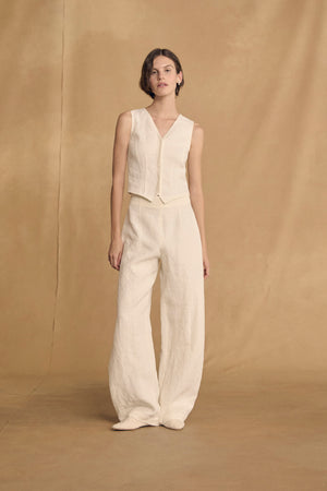 Costa, ivory linen pants